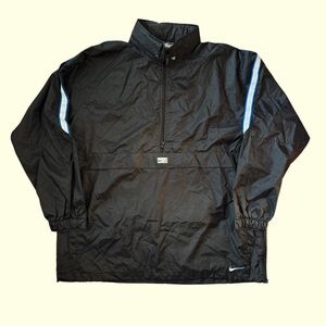 Vintage Nike Jacket Mens 2XL Black Blue Half Zip Windbreaker Pullover Swoosh 90s